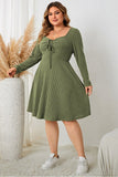 Chic Plus Size Solid Color Square Collar Dress
