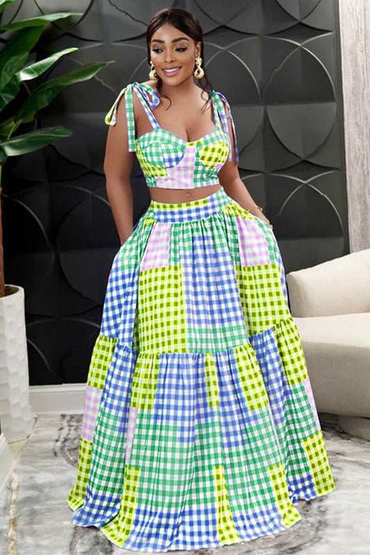 Chic Halter Vest and Wrap Skirt Two-Piece Dress Set
