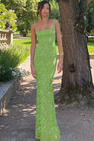 Floral Fantasy Slim Fit Halter Dress