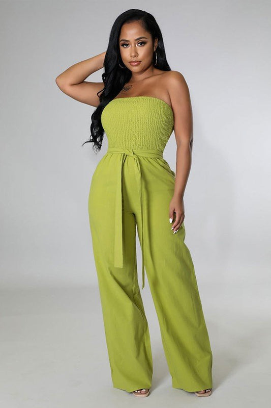 Chic High-Waisted Solid Color Jumpsuit