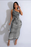 Chic 3D Printed Asymmetrical Shoulder Bag Hip Skirt for Trendsetting Women