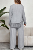 Fringe Accent Wide Leg Pant Suit for Effortless Chic