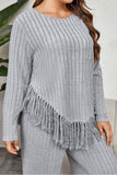 Fringe Accent Wide Leg Pant Suit for Effortless Chic