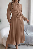 Elegant Floral Long Sleeve Dress with Lace-Up Square Collar