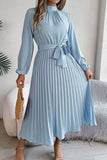 Elegant Floral Long Sleeve Dress with Lace-Up Square Collar