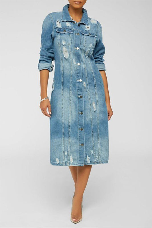 Denim Longline Trench Coat
