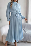 Elegant Floral Long Sleeve Dress with Lace-Up Square Collar