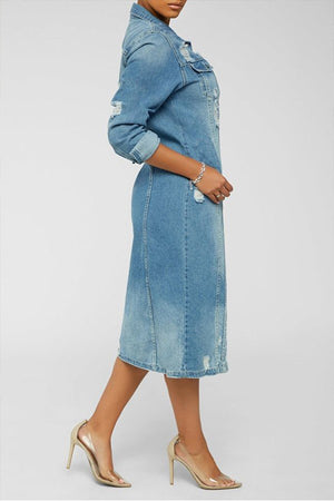 Denim Longline Trench Coat