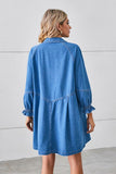 RELAXED FIT LONG SLEEVE PATCHWORK DENIM DRESS