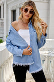 Chic Denim Fur Layered Shirt Jacket