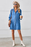 RELAXED FIT LONG SLEEVE PATCHWORK DENIM DRESS