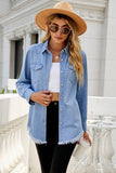 Chic Denim Fur Layered Shirt Jacket