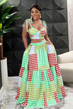 Chic Halter Vest and Wrap Skirt Two-Piece Dress Set
