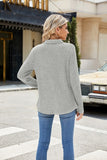 Lapel Pocket Oversized Long-Sleeve Top in Solid Colors