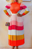 Chic Pleated Blouse and Half Skirt Coordinated Set