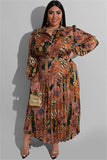 Chic Plus Size Printed Ruffled Two-Piece Casual Set