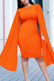 Chic Long Sleeve Pleated Dress with Flattering Hips