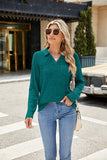 Lapel Pocket Oversized Long-Sleeve Top in Solid Colors