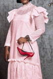 Chic Hollow-Out Long Sleeve Blouse and Halter Skirt Two-Piece Ensemble