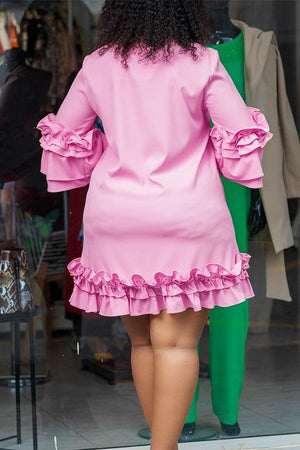 Lace Up Flared Sleeve Effortless Dress