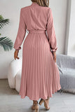 Elegant Floral Long Sleeve Dress with Lace-Up Square Collar