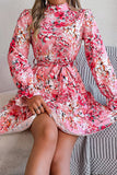Elegant Peplum Dress with Stand-Up Collar and Tailored Waist