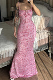 Elegant Slim High Waist V-Neck Floral Fishtail Maxi Dress