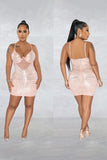 Elegant Halter Neck Mesh Skirt Dress with Press Drill Detail