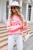 Chic Bow-Detail Long-Sleeved Sweater in Solid Colors