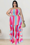 Chic Strapless Vertical Stripe Dress
