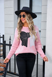 Chic Bow-Accented Color Block Sweater