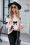Chic Long-Sleeved Bow Sweater in Solid Colors