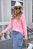 Floral V-Neck Long Sleeve Knit Top