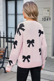 Chic Long-Sleeved Bow Sweater in Solid Colors