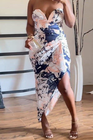 CHIC PLUS SIZE SLIM-FIT PRINTED TWO-PIECE BOOB TOP AND HIP SET