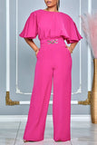Chic Plus Size High Waist Wide Leg Jumpsuit with Round Neck Design