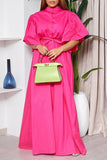 Chic Flared Sleeve Single-Breasted Waist Full Skirt