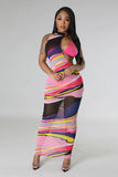 Leopard Print Irregular Cut Gauze Dress Trio Set