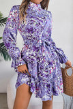 Elegant Peplum Dress with Stand-Up Collar and Tailored Waist