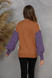 Chic Round Neck Puff Sleeve Sweater with Button Detail