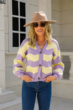 Chic V-Neck Striped Long Sleeve Button Sweaters