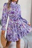Elegant Peplum Dress with Stand-Up Collar and Tailored Waist