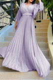 Chic V-Neck Pleated Swing Dress