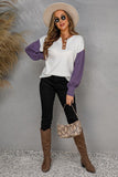 Chic Round Neck Puff Sleeve Sweater with Button Detail