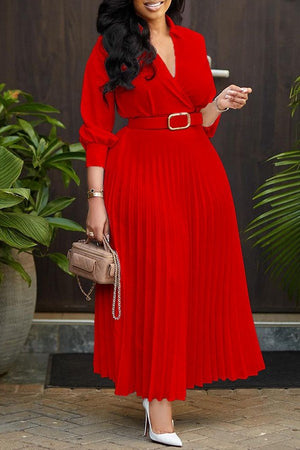 Chic Plus-Size Lace-Up Dress in Solid Colors