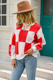 Plaid Striped Long Sleeve Sweater for Women