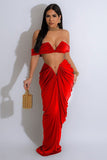 Chic Strapless Pleated Skirt Two-Piece Ensemble