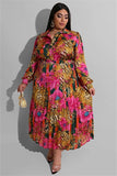 Chic Plus Size Printed Ruffled Two-Piece Casual Set