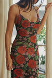 Alluring V-Neck Long Print Halter Dress for Women - Effortless Elegance