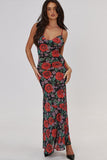 Alluring V-Neck Long Print Halter Dress for Women - Effortless Elegance
